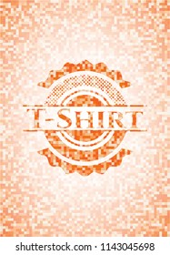 T-Shirt abstract orange mosaic emblem with background
