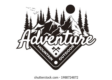 T-shirt adventure mountain outdoor pine vintage style