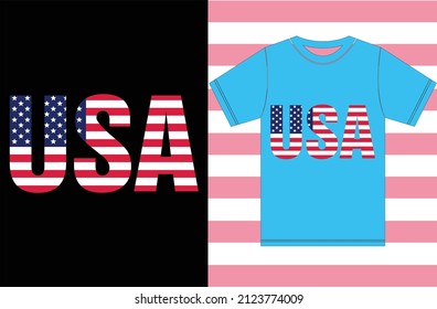 T-shirt With American Flag. American Gift for Wife, Husband, Girlfriend, Boyfriend.Typography Vector Design.