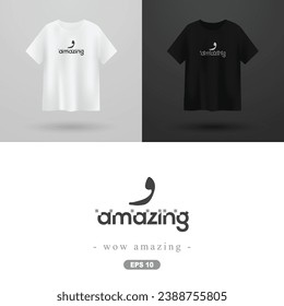 T-shirt and Apparel Modern Design with Arabic calligraphy Vector Design. Translate Of Text : WOW AMAZING on Black And White Background. also Can used for Illustration, Wallpaper, Cover, flyer etc