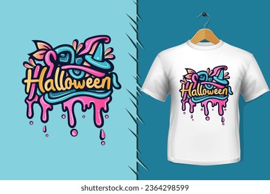 t-shirt and apparel trendy halloween colorful typography design