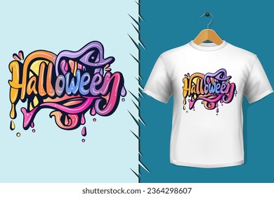 t-shirt and apparel trendy halloween colorful typography design