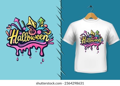 t-shirt and apparel trendy halloween colorful typography design