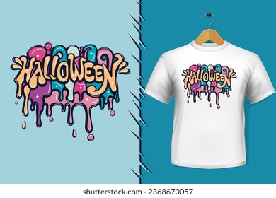 t-shirt and apparel trendy halloween colorful typography design
