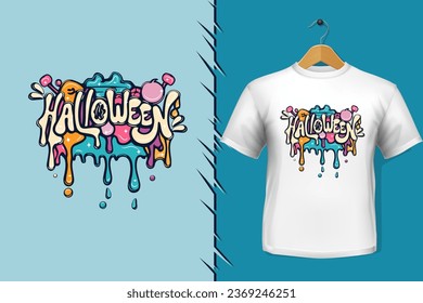 t-shirt and apparel trendy halloween colorful typography design