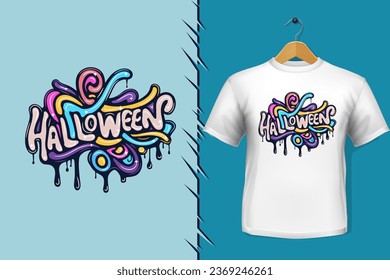 t-shirt and apparel trendy halloween colorful typography design