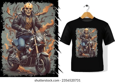 t-shirt and apparel trendy skeleton riding a motorbike