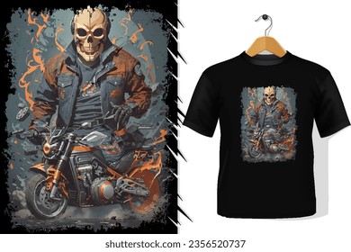 t-shirt and apparel trendy skeleton riding a motorbike