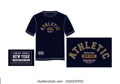 t-shirt and apparel vector design, typography graphic, athletic sport New York, print, vector illustration.