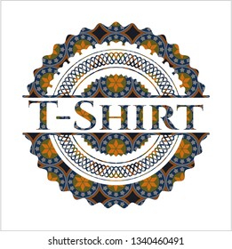 T-Shirt arabesque emblem background. arabic decoration.