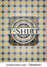 T-Shirt arabic badge background. Arabesque decoration.