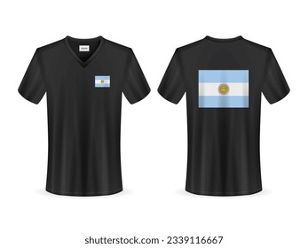 T-shirt with Argentina flag on a white background. Vector illustration.