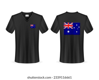 T-shirt with Australia flag on a white background. Vector illustration.