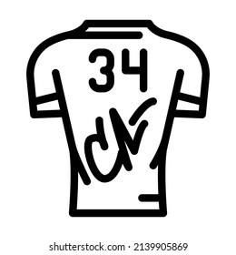 t-shirt with autograph line icon vector. t-shirt with autograph sign. isolated contour symbol black illustration