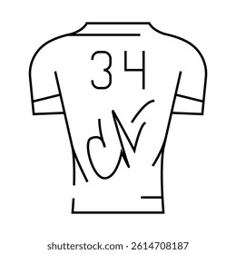t-shirt with autograph line icon vector. t-shirt with autograph sign. isolated contour symbol black illustration