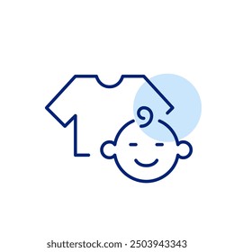 T-shirt and baby face. Infant-friendly hypoallergenic and gentle laundry. Pixel perfect, editable stroke icon