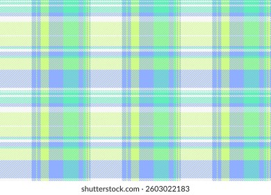 T-shirt background check textile, girl texture seamless vector. New year pattern fabric tartan plaid in blue and green colors palette.