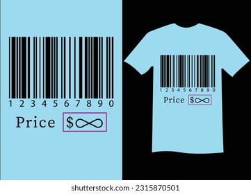 T-shirt with a bar-code and price design. T-shirt with original print