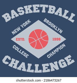 T-shirt basketball college champion. Vector