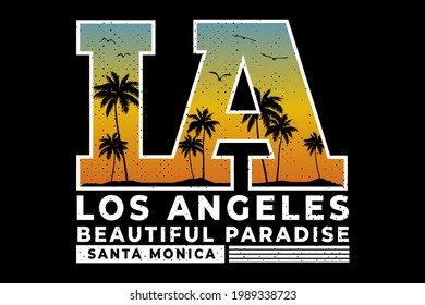 T-shirt beautiful paradise santa monica sunset typography