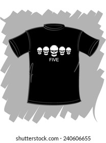 T-shirt black Five vector illustration