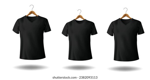 Tshirt Black Mockup con vista frontal de mangas cortas