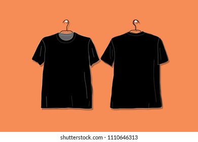 Tshirt black mockup for your design. Vector illustration