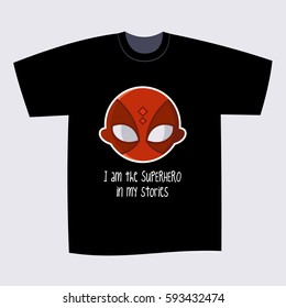 T-shirt Black Print Design Superhero