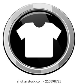 T-shirt black round icon. Clothes symbol.