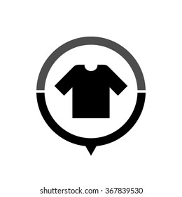 t-shirt - black vector icon; map pointer;  message bubble