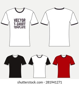 T-shirt blank design template, front and back view. Vector
