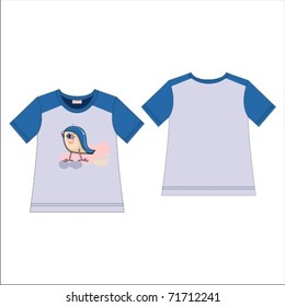 T-shirt with a blue bird print