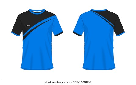 T-shirt blue and black soccer or football template for team club on white background. Jersey sport, vector illustration eps 10.