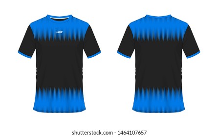T-shirt blue and black soccer or football template for team club on white background. Jersey sport, vector illustration eps 10.