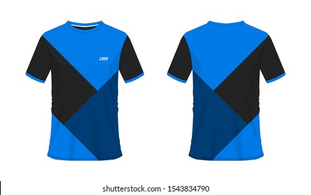 Futbol azul y negro de pantalones T o plantilla de fútbol para un equipo de fondo blanco. Deporte de Jersey, ilustración vectorial eps 10.