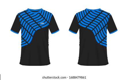 T-shirt blue and black soccer or football template for team club on white background. Jersey sport, vector illustration eps 10.