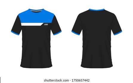 T-shirt blue and black soccer or football template for team club on white background. Jersey sport, vector illustration eps 10.