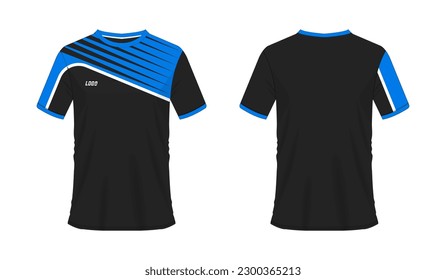 T-shirt blue and black soccer or football template for team club on white background. Jersey sport, vector illustration eps 10.