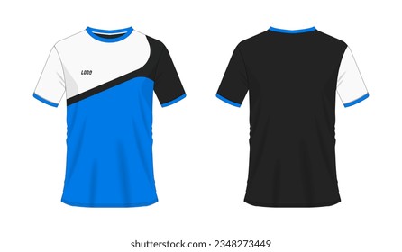 T-shirt blue and black soccer or football template for team club on white background. Jersey sport, vector illustration eps 10.