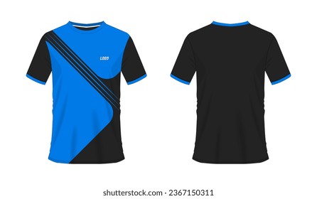 T-shirt blue and black soccer or football template for team club on white background. Jersey sport, vector illustration eps 10.