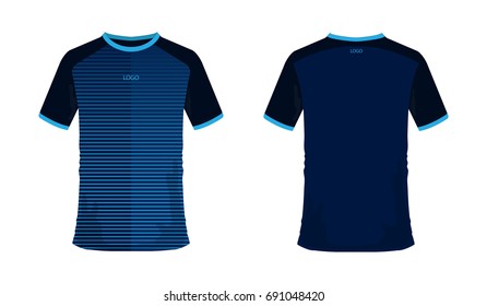 T-shirt blue and black soccer or football template for team club on white background. Jersey sport, vector illustration eps 10.