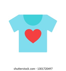 T-shirt. T-shirt blue. T-shirt with the logo of the heart. Vector illustration. EPS 10.