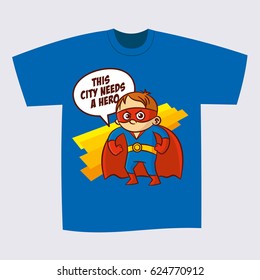 T-shirt Blue Print Design Superhero Vector Illustration