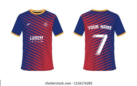 T-shirt blue soccer or football template for team club on white background. Jersey number sport, vector illustration eps 10.