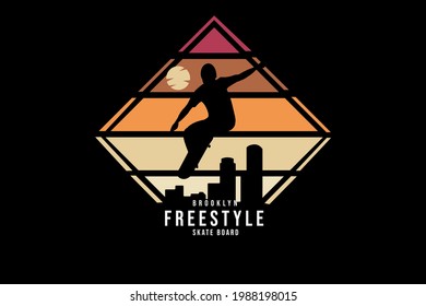 t-shirt brooklyn freestyle skateboard color orange and red