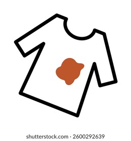 T-shirt with brown stain icon. Vector.