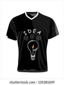 T-shirt with bulb on a white background