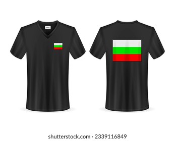 T-shirt with Bulgaria flag on a white background. Vector illustration.