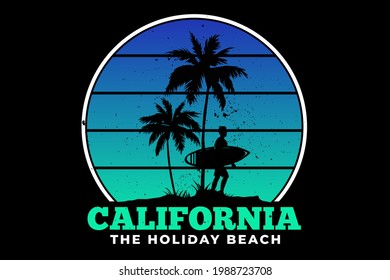 T-shirt california beach holiday surf summer beautiful retro