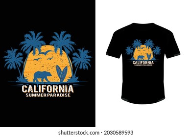 T-shirt California Summer Paradise outdoor beach vintage retro style vector